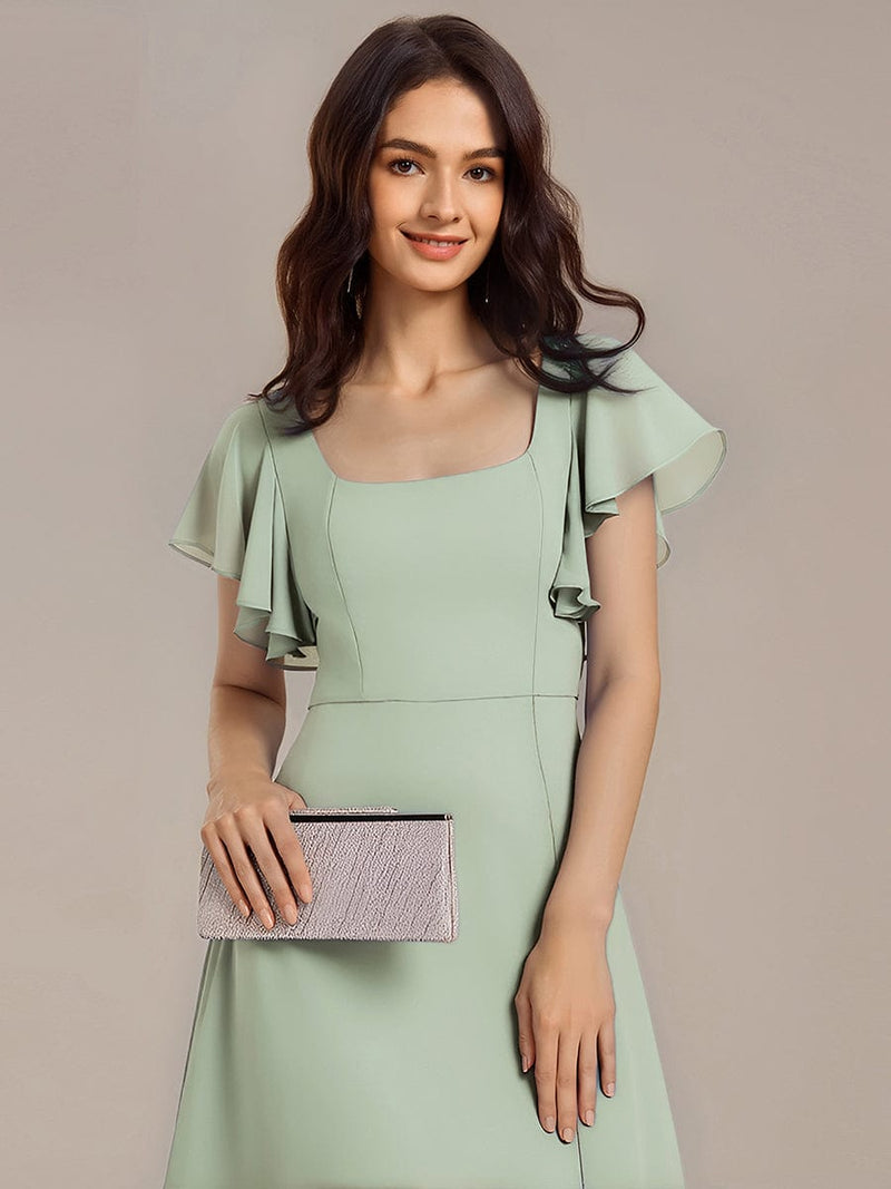 Flower Printed Sleeveless Ruffled Split-Side Maxi Dresses main image 0