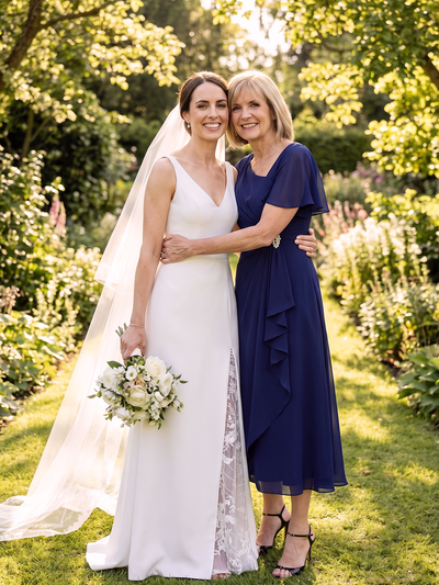 ever LILOU|Ruffle Sleeve Chiffon Midi Mother of the Bride Dress