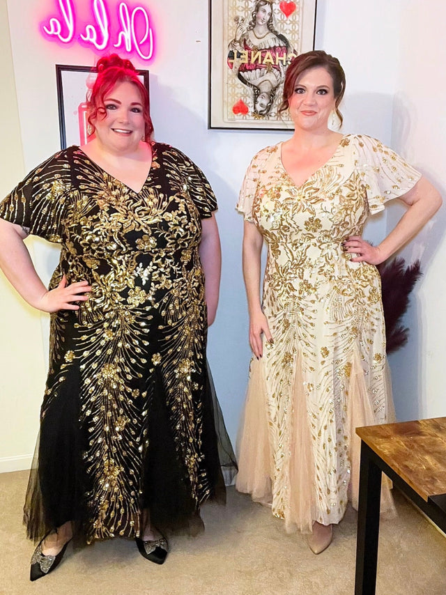 ever ANNIKA| Embroidered Sequin Ruffle Sleeve Evening Dress Fan Photos 3
