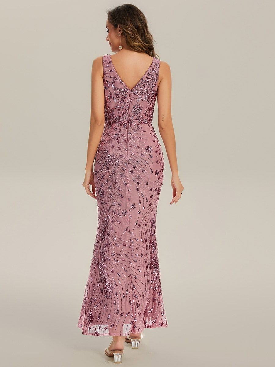 Bodycon Sequin Slit Wedding Guest Dress #color_Purple Orchid