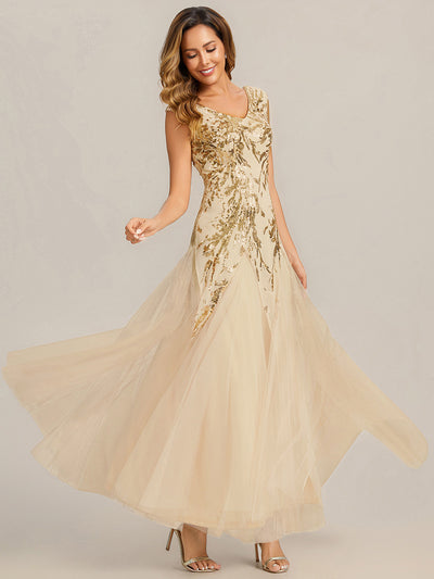 ever FREYA|Embroidered Sequin Cap Sleeve High Stretch Evening Dress