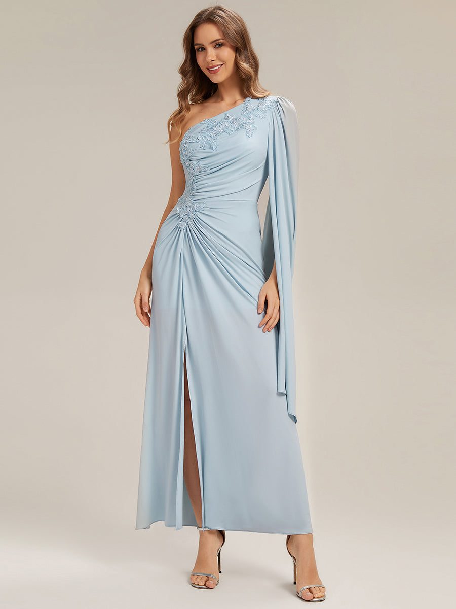 knit cape dress Flowing Ribbons Knit Cape Sleeve Evening Dress