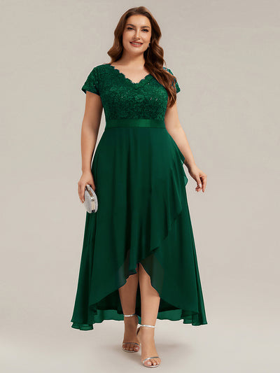 Plus Size Deep V-Neck Chiffon Evening Dress