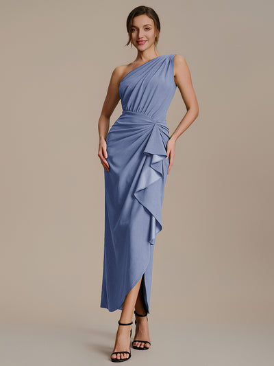 Thigh-High Slit Knit Sleeveless Evening Dress