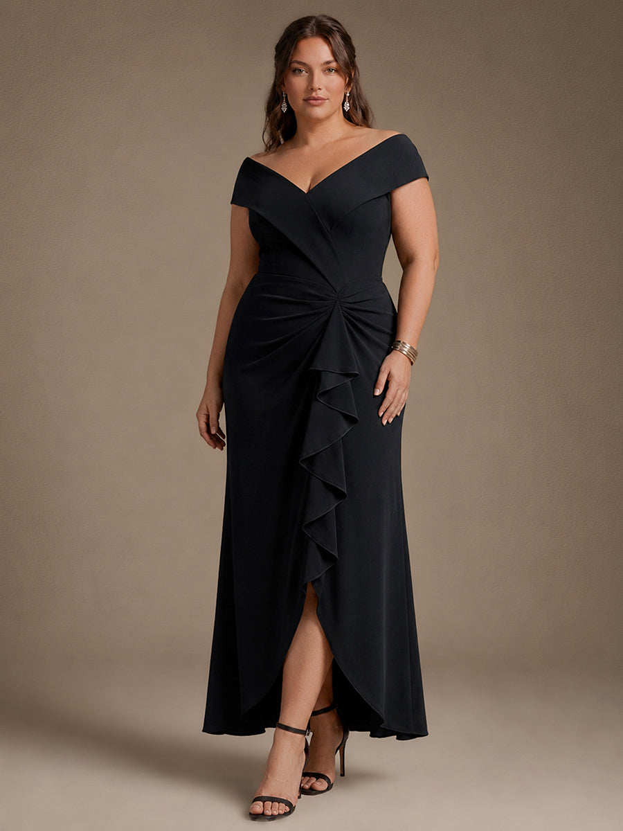 Ever-Pretty Plus Size Slit Crepe With Sleev
