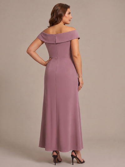 Plus Size Slit Crepe Evening Dress #color_Purple Orchid