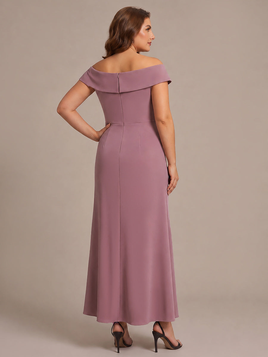 Plus Size Slit Crepe Evening Dress #color_Purple Orchid