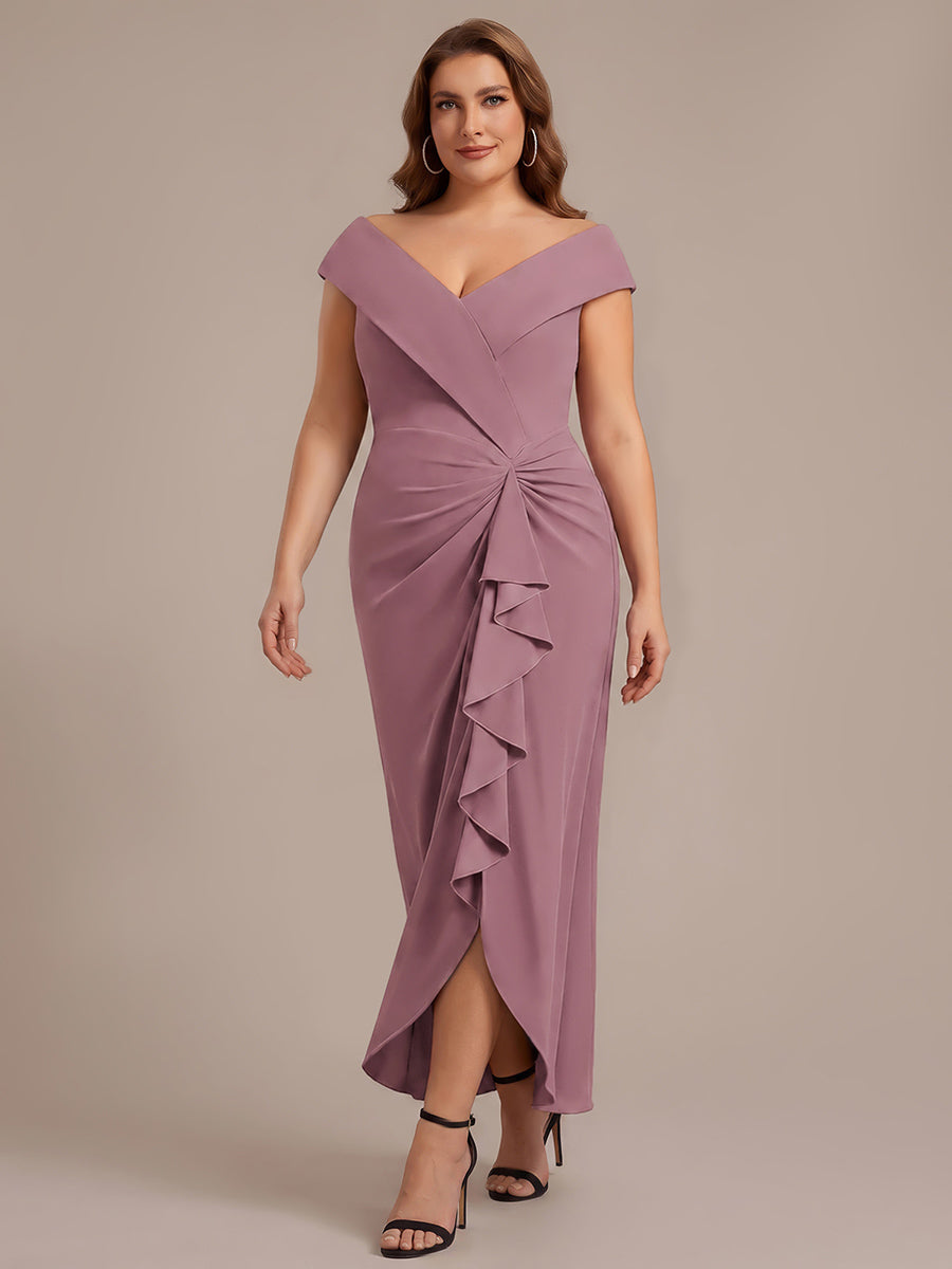 Plus Size Slit Crepe Evening Dress #color_Purple Orchid