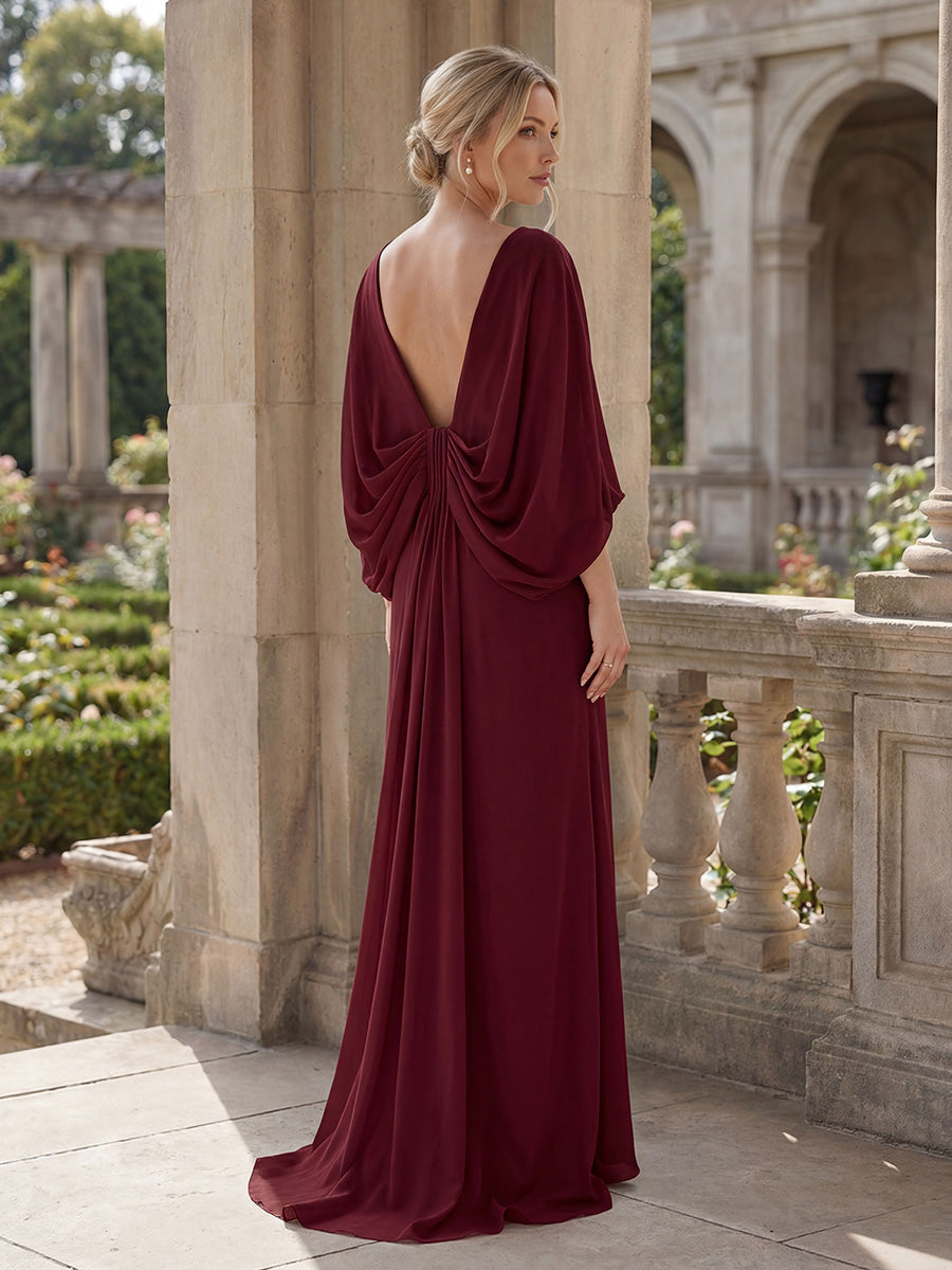 burgundy dress with cape Sleeve V-Neck Formal Evening Open Back Vintage Black Beaded Dress Size:34DDD SUMMER-25 Cape maxi dress designed to complement the