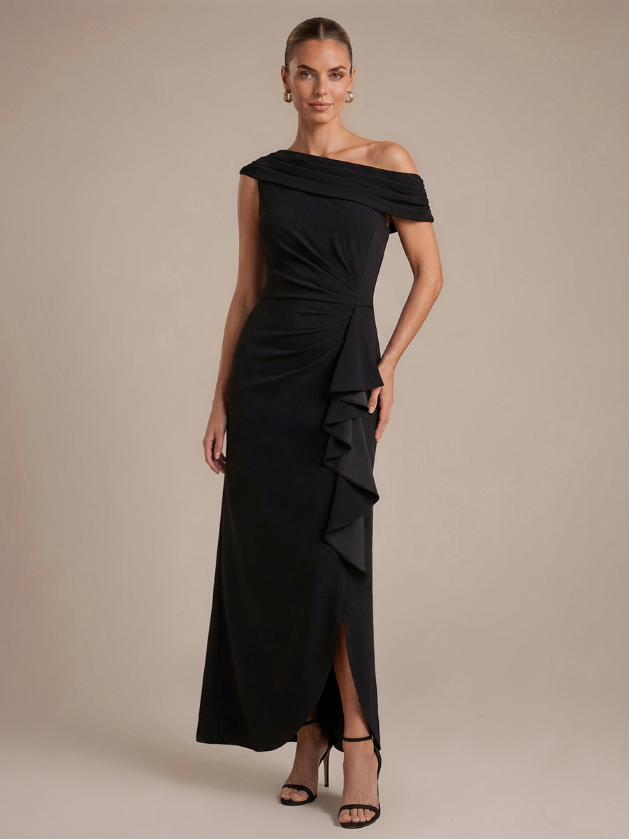 Ever-Pretty Crepe Off-the-shoulder Sleeve Mermaid Evening Dress