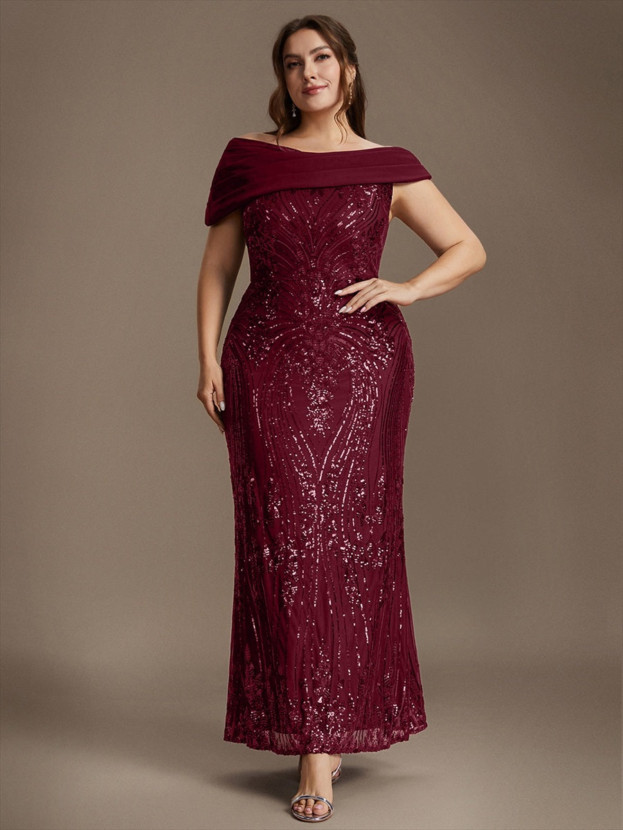 Plus Size Sequin Sequins Evening Dress
