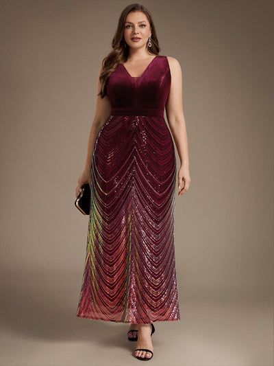 Plus Size Sequins Sleeveless Mermaid Formal Dress