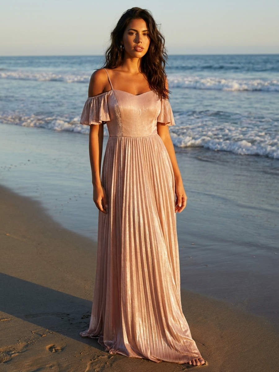 Sea-island Off the Shoulder A-Line Evening Dress #color_Dusty Rose