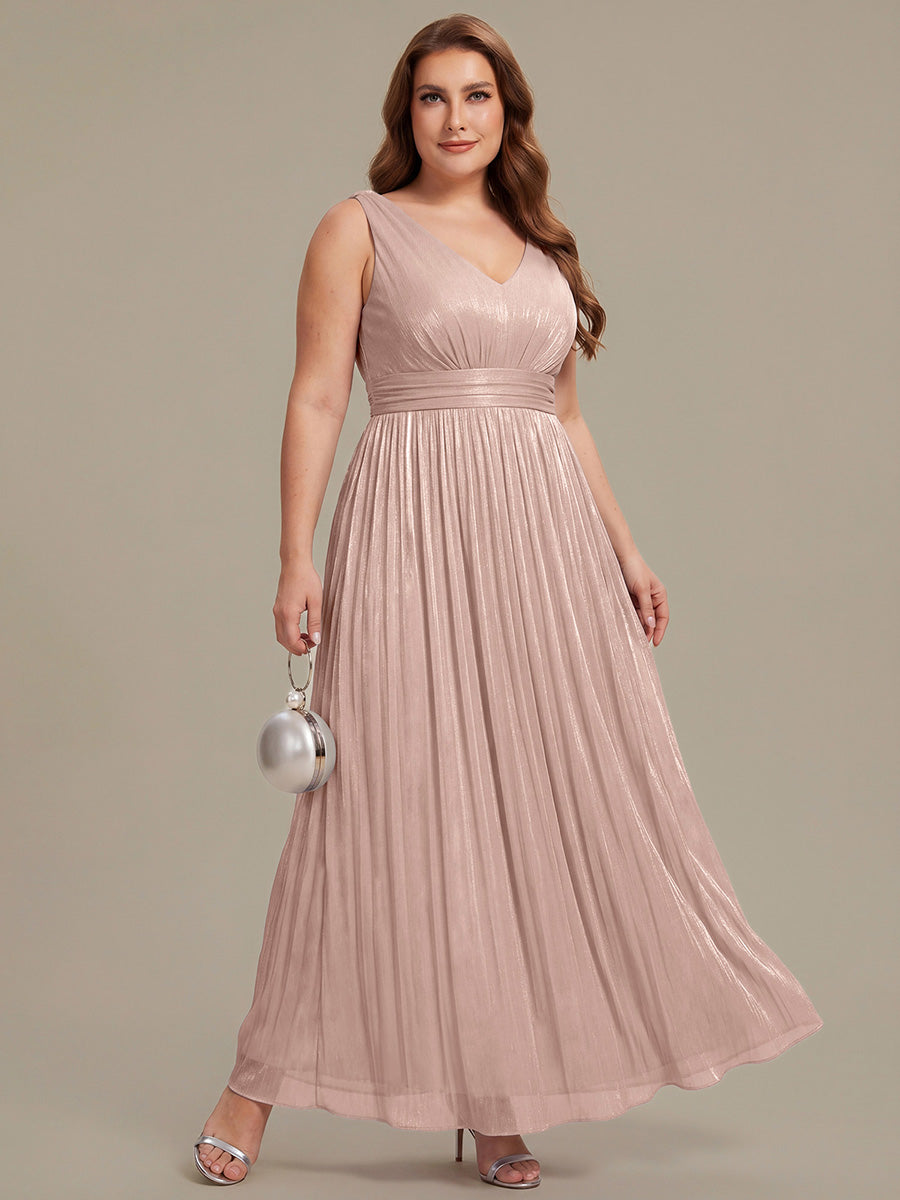 Gathered Sea-island filament fabircs Sleeveless Evening Dress #color_Dusty Rose