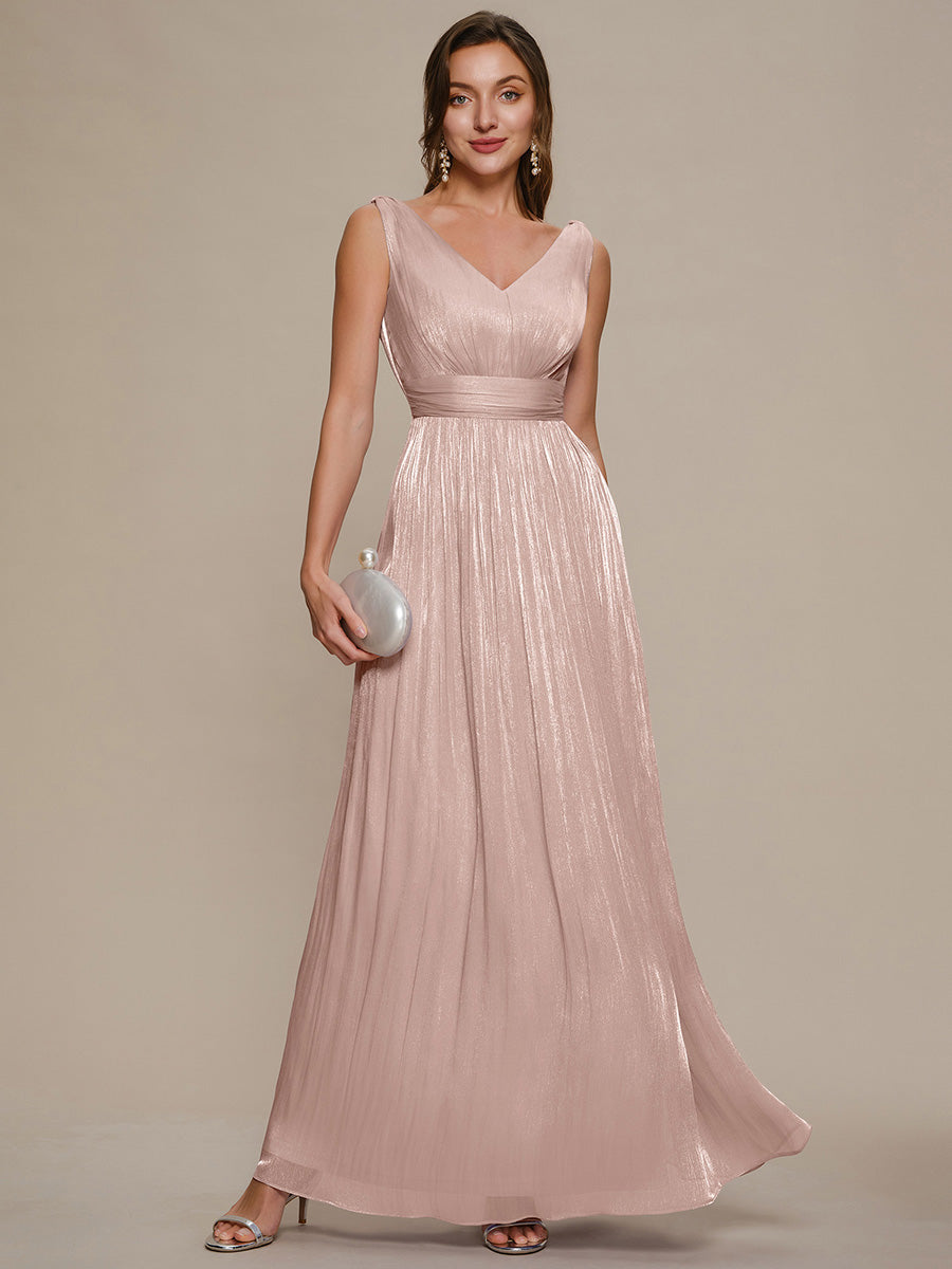 Gathered Sea-island filament fabircs Sleeveless Evening Dress #color_Dusty Rose