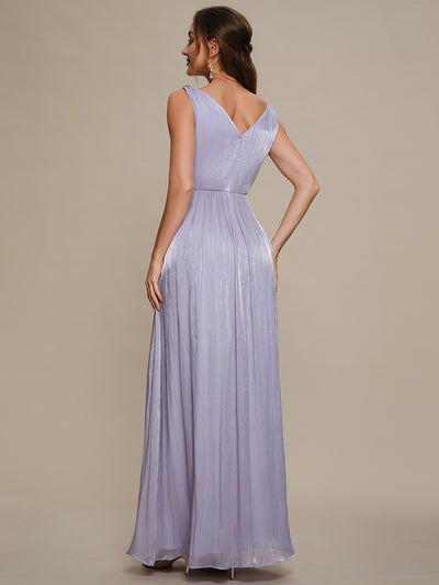 Gathered Sea-island filament fabircs Sleeveless Evening Dress #color_Frosted Lilac