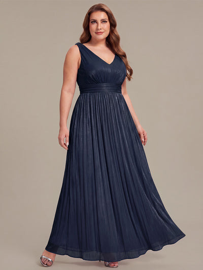 Plus Size Gathered Sea-island filament fabircs Evening Dress