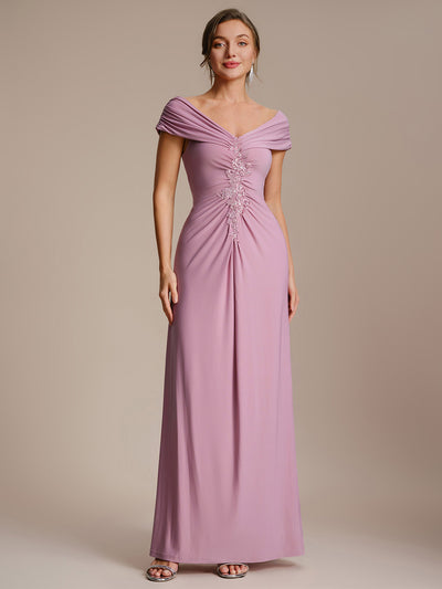 Knit Off-the-shoulder Sleeve Bodycon Evening Dress