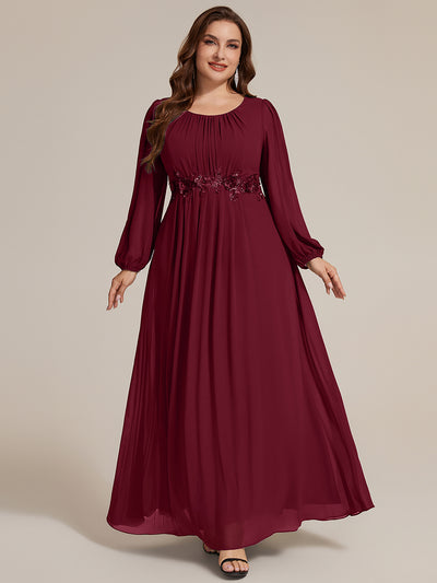 Plus Size Chiffon Puff Sleeve Evening Dress