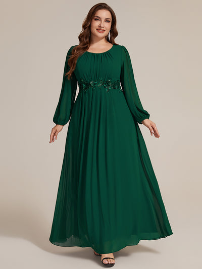 Plus Size Chiffon Puff Sleeve Evening Dress