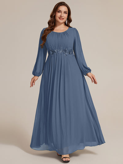 Plus Size Chiffon Puff Sleeve Evening Dress