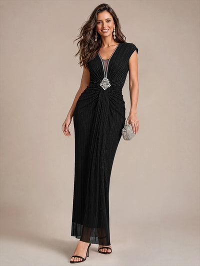 Tulle Cap Sleeve Bodycon Evening Dress