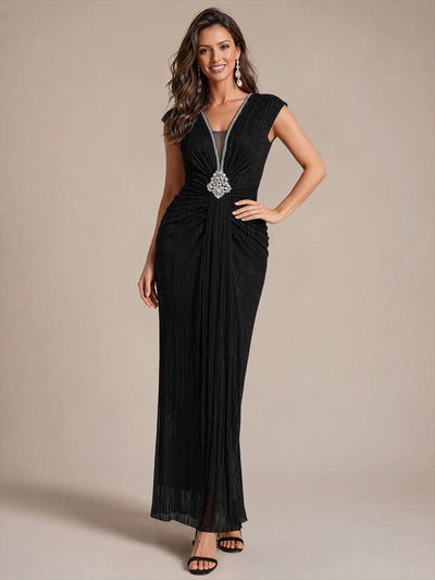 Tulle Cap Sleeve Bodycon Evening Dress