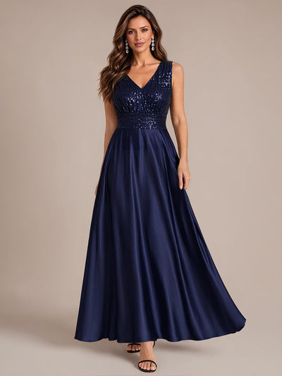 Satin Sleeveless A-Line Evening Dress