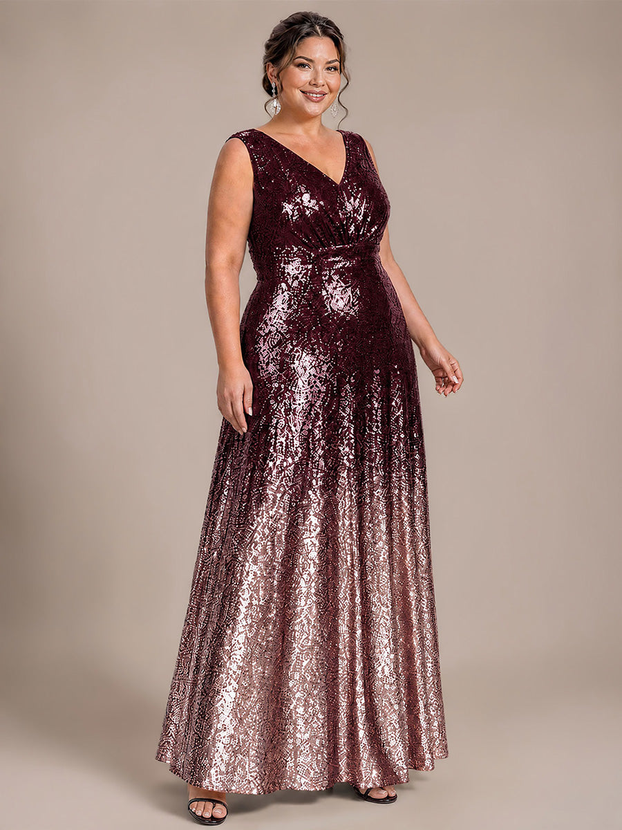Ombr¨¦ Sequins Sleeveless Evening Dress #color_Dark Purple Lavender