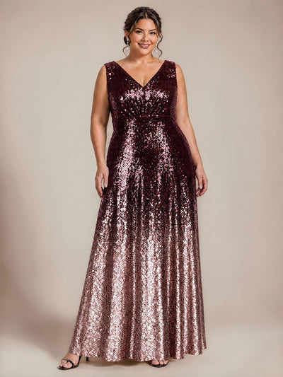 Plus Size ombré  Sequins Sleeveless Evening Dress