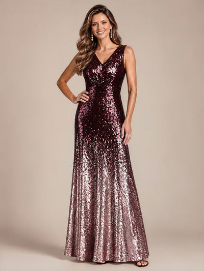 ombré  Sequins Sleeveless Evening Dress