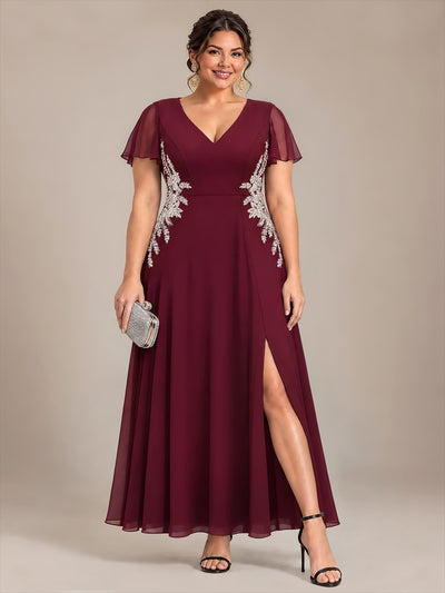 Plus Size Beading Chiffon Evening Dress