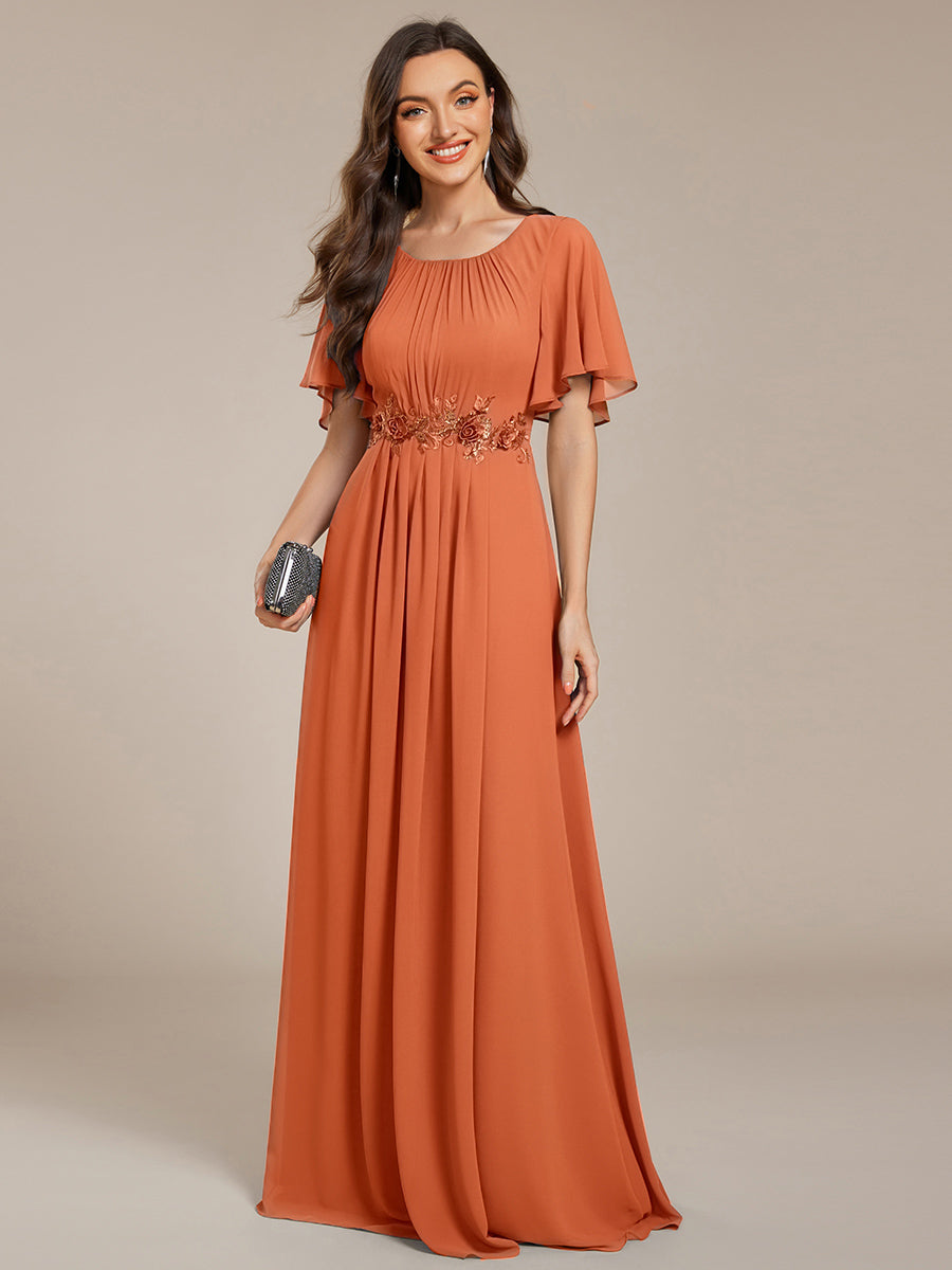 Pleated Applique Maxi Bridesmaid Dress #color_Brandied Melon