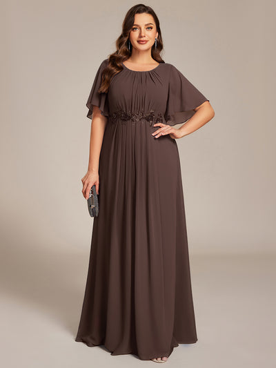pretty ASPYN|Plus Size Pleated Waist Applique Chiffon Maxi Formal Dress
