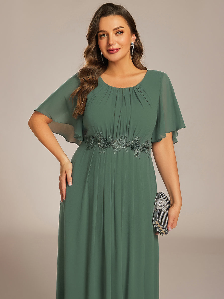 Pleated Applique Maxi Bridesmaid Dress #color_Eucalyptus