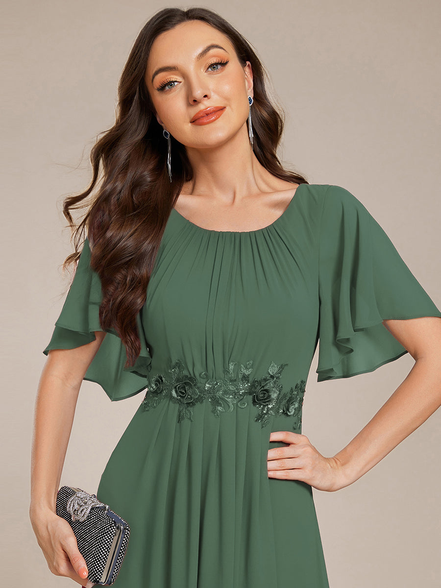 Pleated Applique Maxi Bridesmaid Dress #color_Eucalyptus