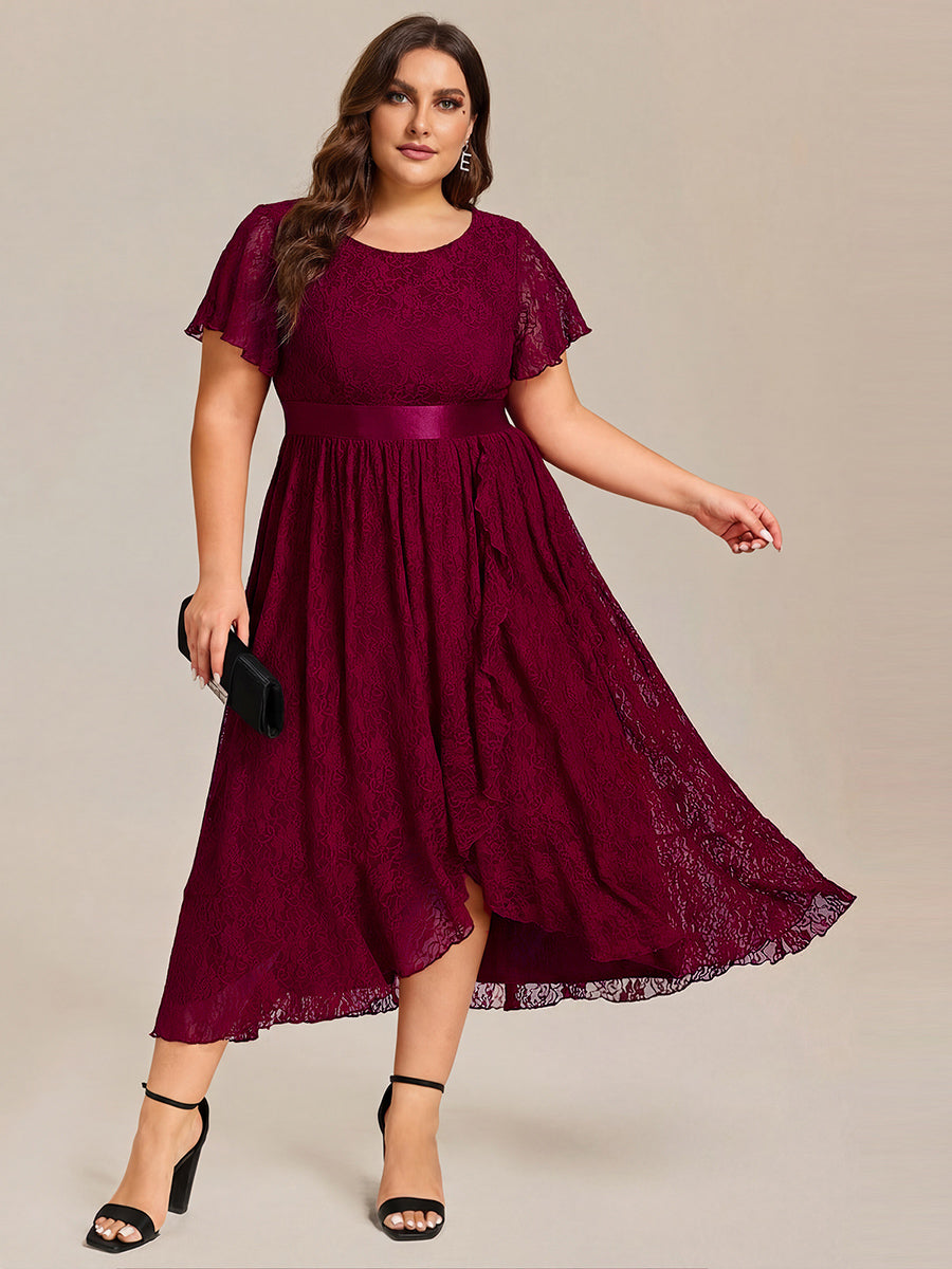 burgundy lace dress for wedding Ever-Pretty Asymmetrical Midi Fall Guest with Short Sleeve Occassion:bank-holiday Sonia Color:ice blue Emberwood blends old