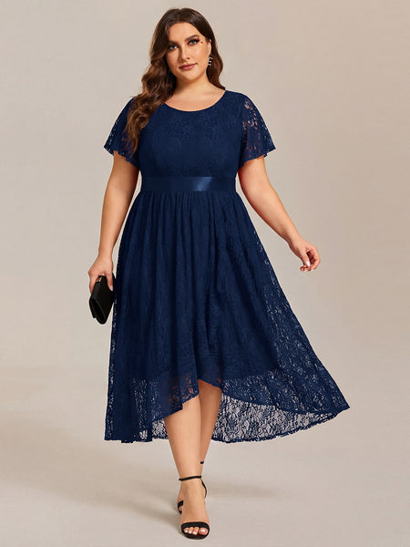 Ever-Pretty Asymmetrical Midi Lace Summer Formal Wedding Guest Dress with Short Sleeve Ever-Pretty Asymmetrical Midi Lace Summer Formal Wedding Guest Dress with Short Sleeve