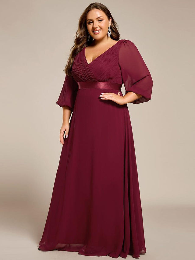 Full Length Chiffon Gowns with Illusion Neck Regency Plus Size