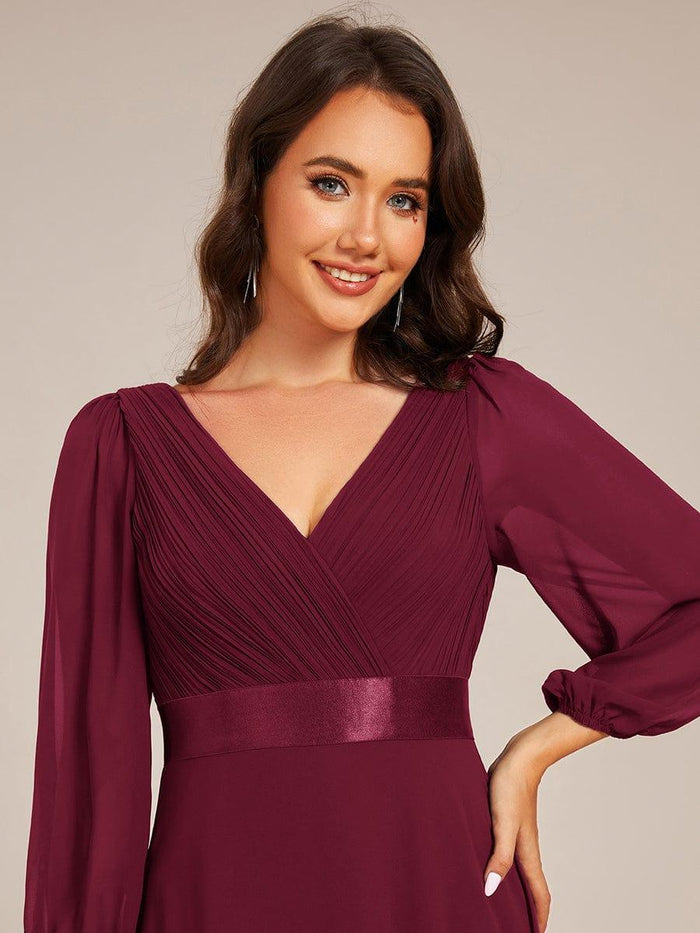 Chiffon Long Sleeve Empire Waist Maxi Formal Dress with Pleated — free download