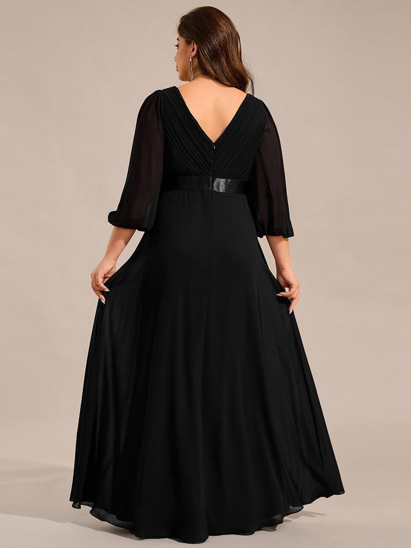 Chiffon Long Sleeve Empire Waist Maxi Formal Dress with Pleated