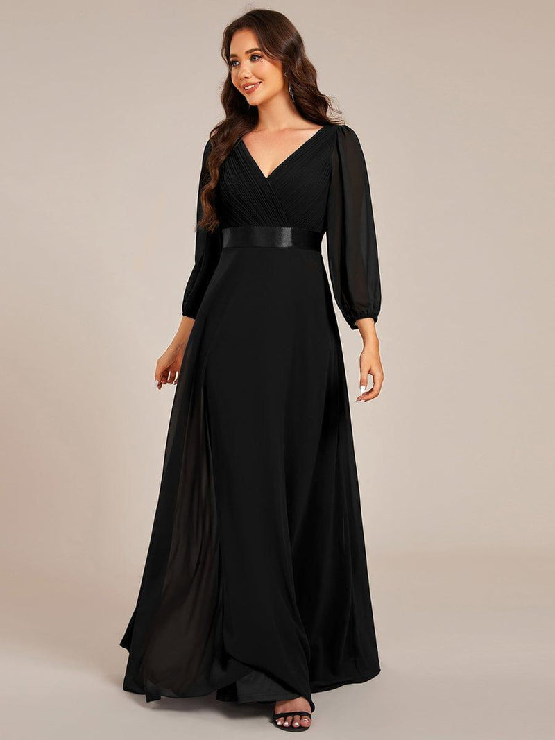 V-neck Pleated Chiffon Maxi Empire Dresses Orange main image 0