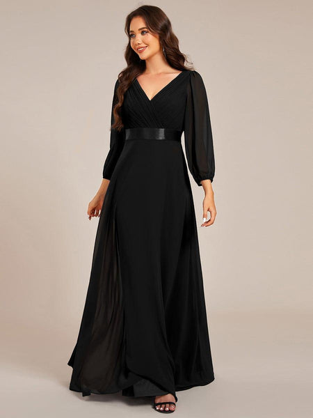 a line empire waist chiffon dress Ever-Pretty Shop Plus Size Chiffon Puff Sleeve Empire Waist Brides Mom Dress