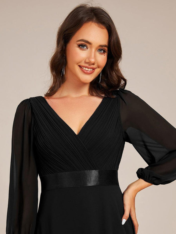 Elegant Empire Flutter Sleeves Floor Length Maxi Chiffon Dresses Wisteria main image 1