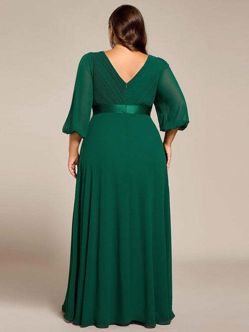V-neck Simple Chiffon Full Length Dresses Regency Plus Size