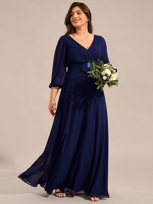 Elegant Empire Flutter Sleeves Floor Length Maxi Chiffon Dresses Wisteria main image 0