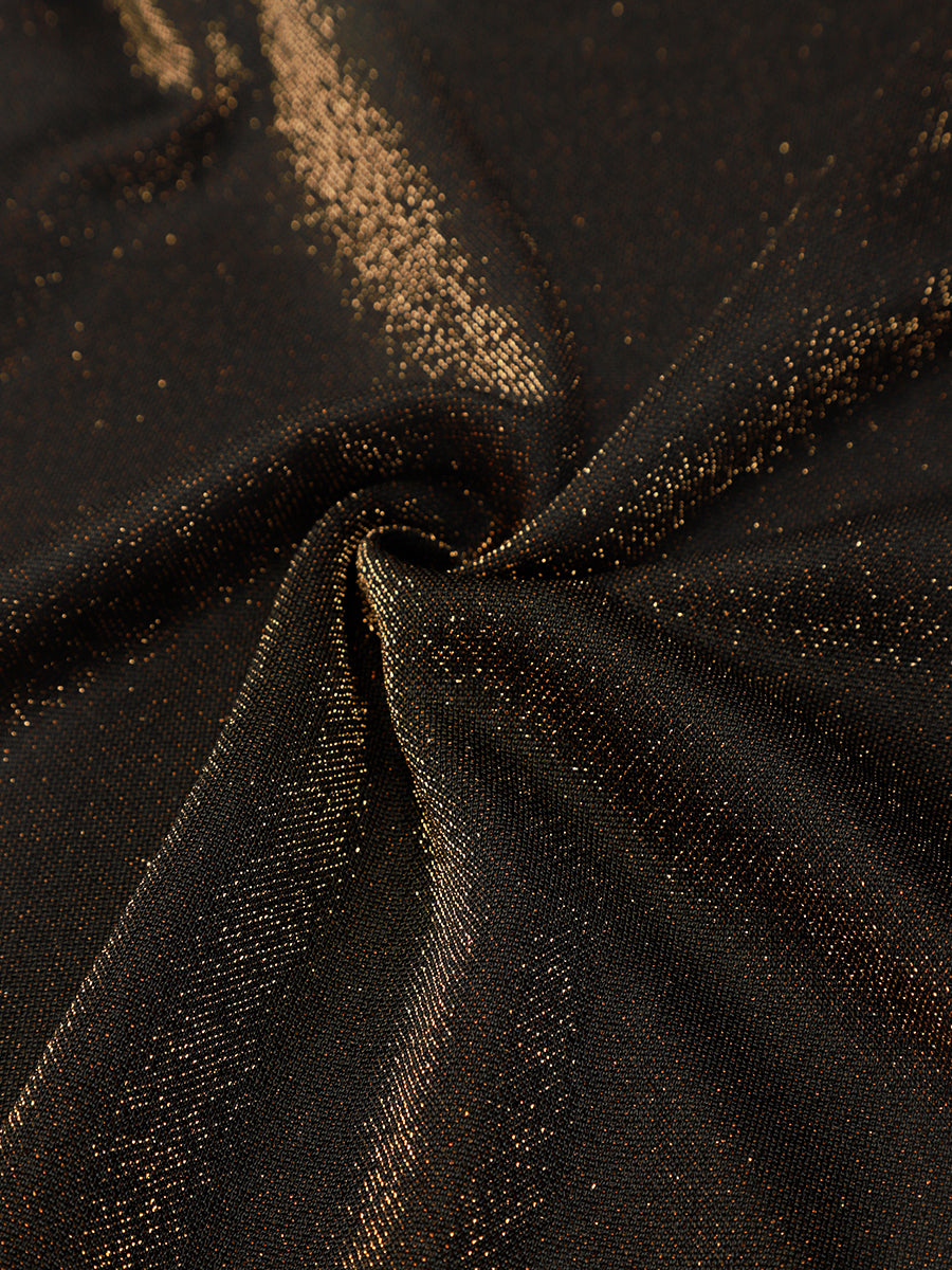 Slit Lurex Mesh Sleeveless Evening Dress #color_Brown