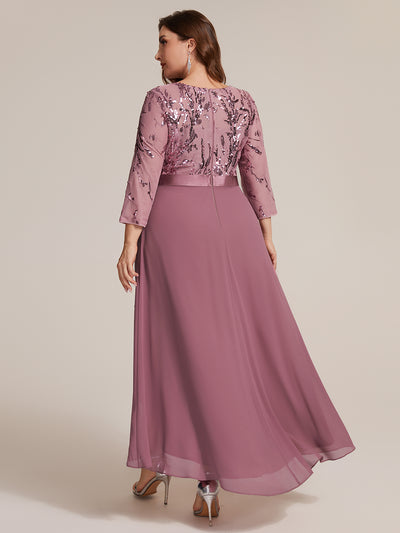 Plus Size See-through Sequins Evening Dress #color_Purple Orchid