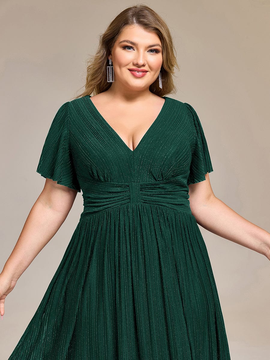 Plus size Glittery Formal Evening Dresses #color_Dark Green