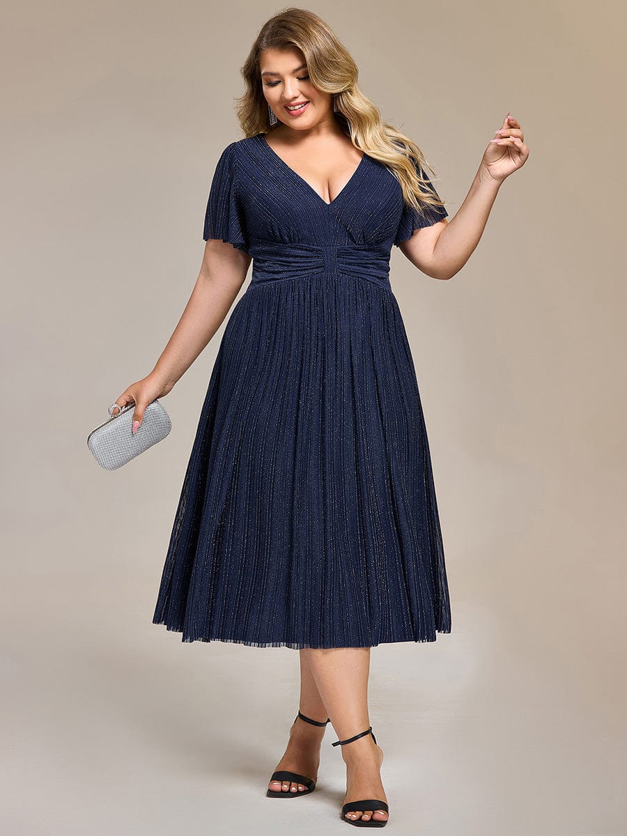 Plus size Glittery Formal Evening Dresses #color_Navy Blue